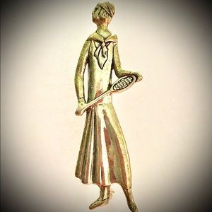 MFA Woman tennis player brooch sterling circa 1920